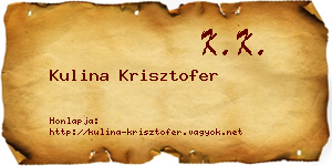 Kulina Krisztofer névjegykártya